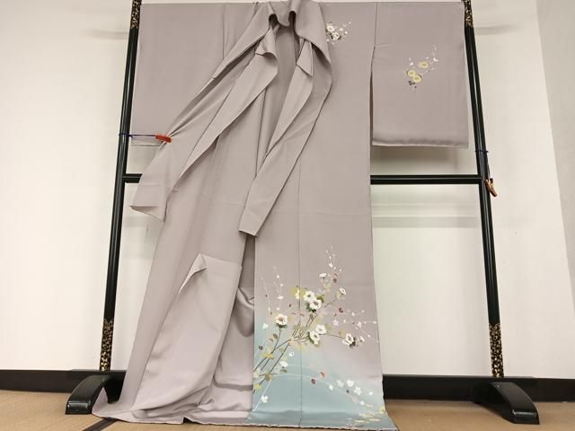 平和屋着物●訪問着　友禅　作家物　枝花文　暈し染め　丹後ちりめん　反端付き　正絹　逸品　AABG3692ck 平和屋着物○訪問着 友禅 枝花文 暈し染め 丹後ちりめん 仮絵羽 正絹