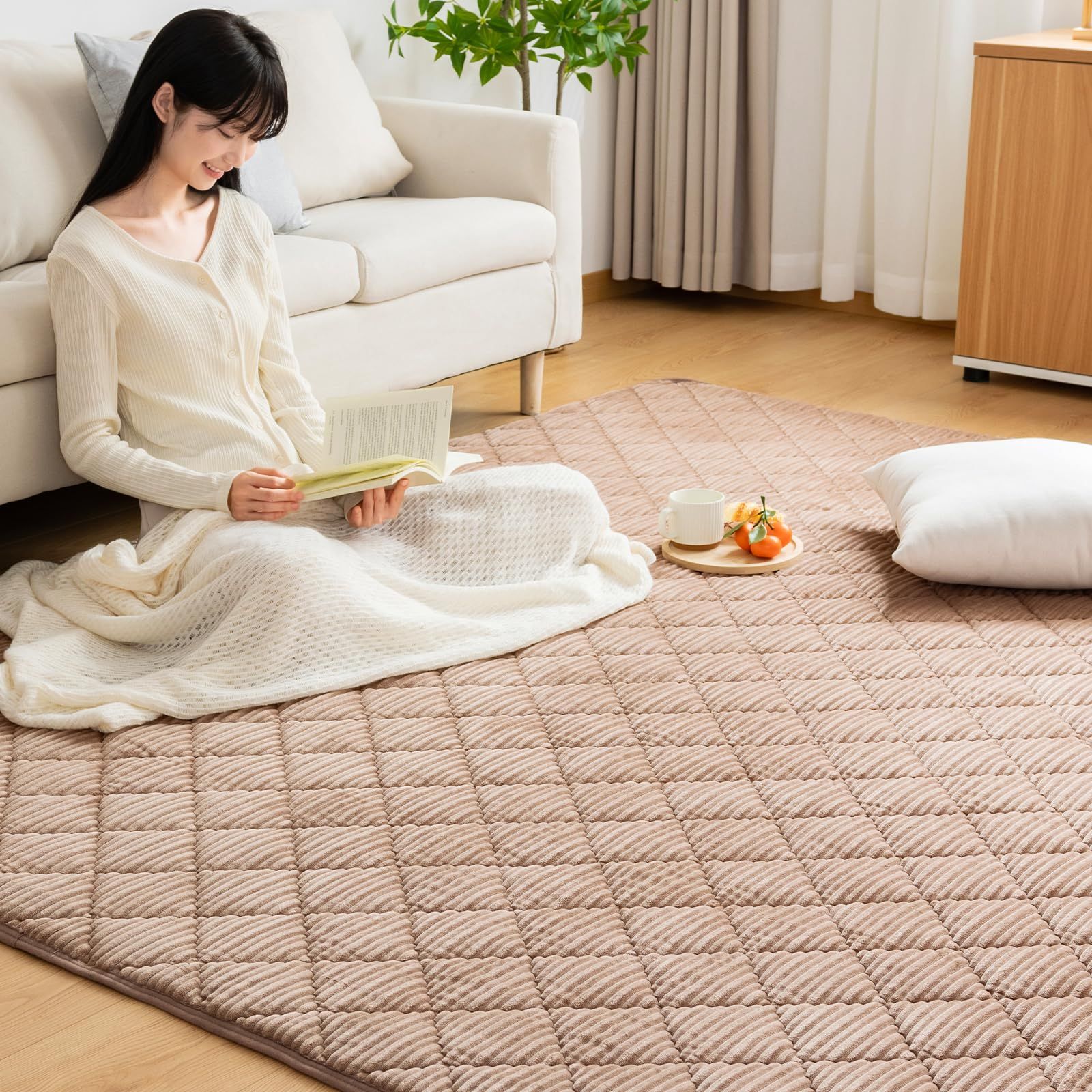 座布団 厚手 ラグマット 滑り止め付き 洗える カーペット 絨毯 185×235cm 約3