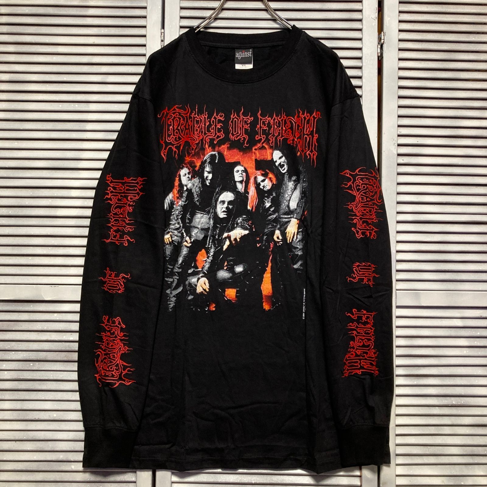 CRADLE OF FILTH ダメージ加工 グランジ ロンT ダークグレー クレイドルオブフィルス CRADLE OF FILTH 白 長袖 Tシャツ ロンT