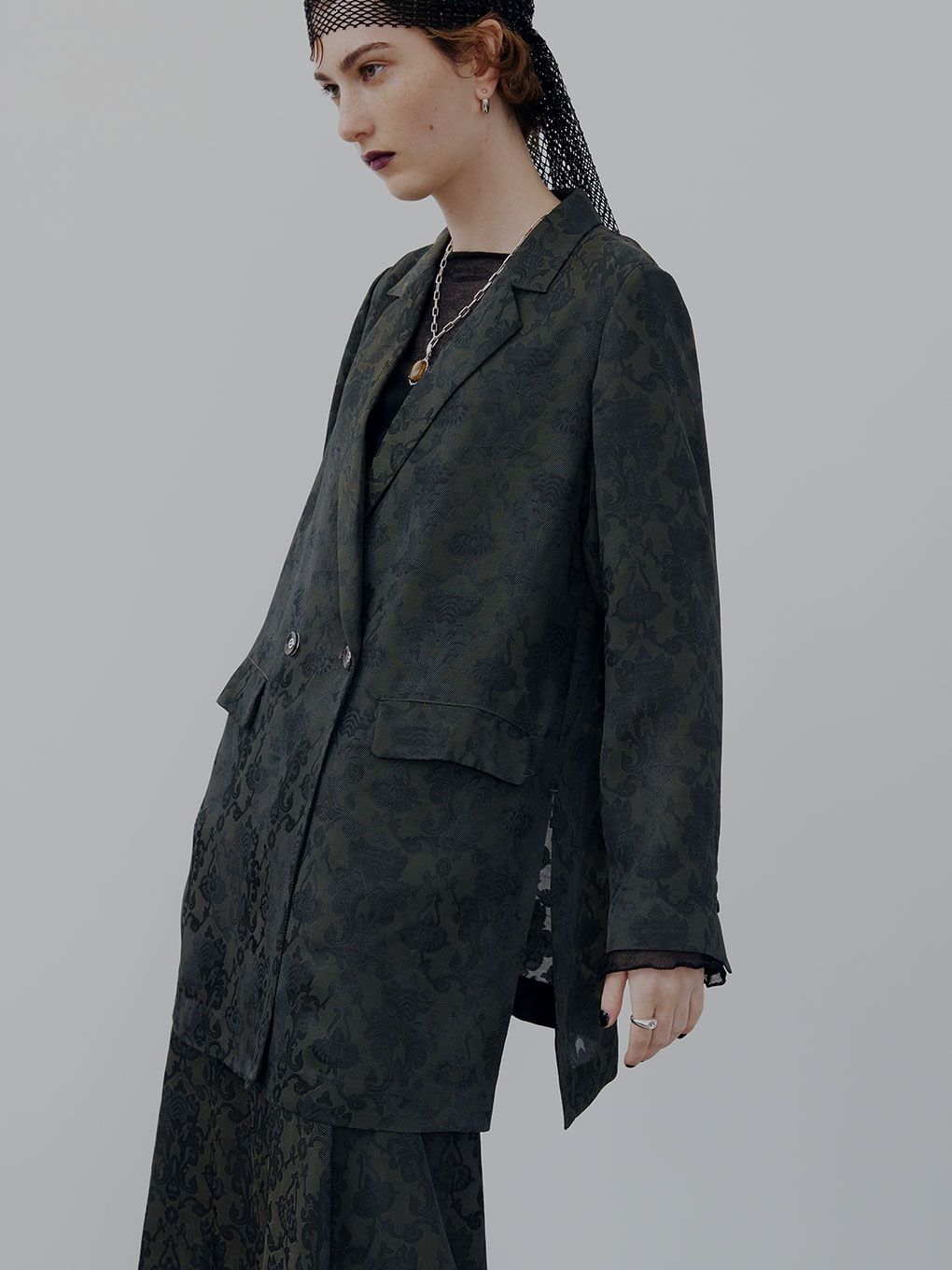 未使用品】AMERI MEDI ALICIA JACQUARD JACKET チャコールブラック F 