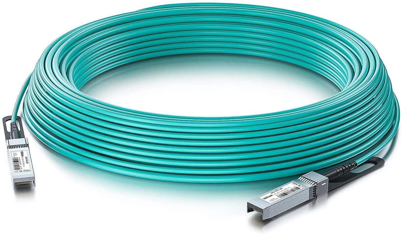 20m_10G SFP+_Cisco 10Gtek 10G SFP + AOCケーブル 10GBASE アクティブ 光ケーブル Cisco SFP-10G-AOC20M、Meraki、Ubiquit、Mikrotik、Fortinet、 Netgear、D-L