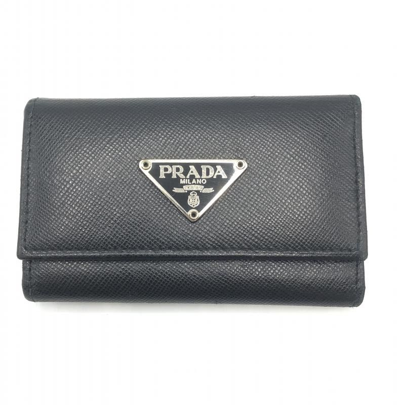 【中古】PRADA サフィアーノ 6連キーケース ブラック プラダ[10]