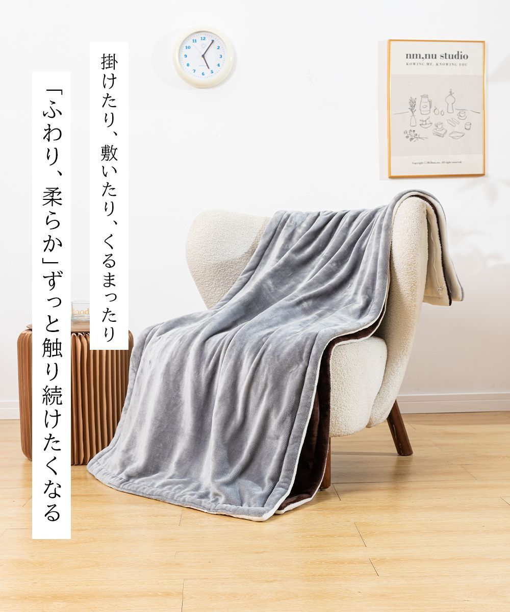 電気毛布 掛け敷き ROASICEE ダブル フランネル 洗える 9時間 タイマー