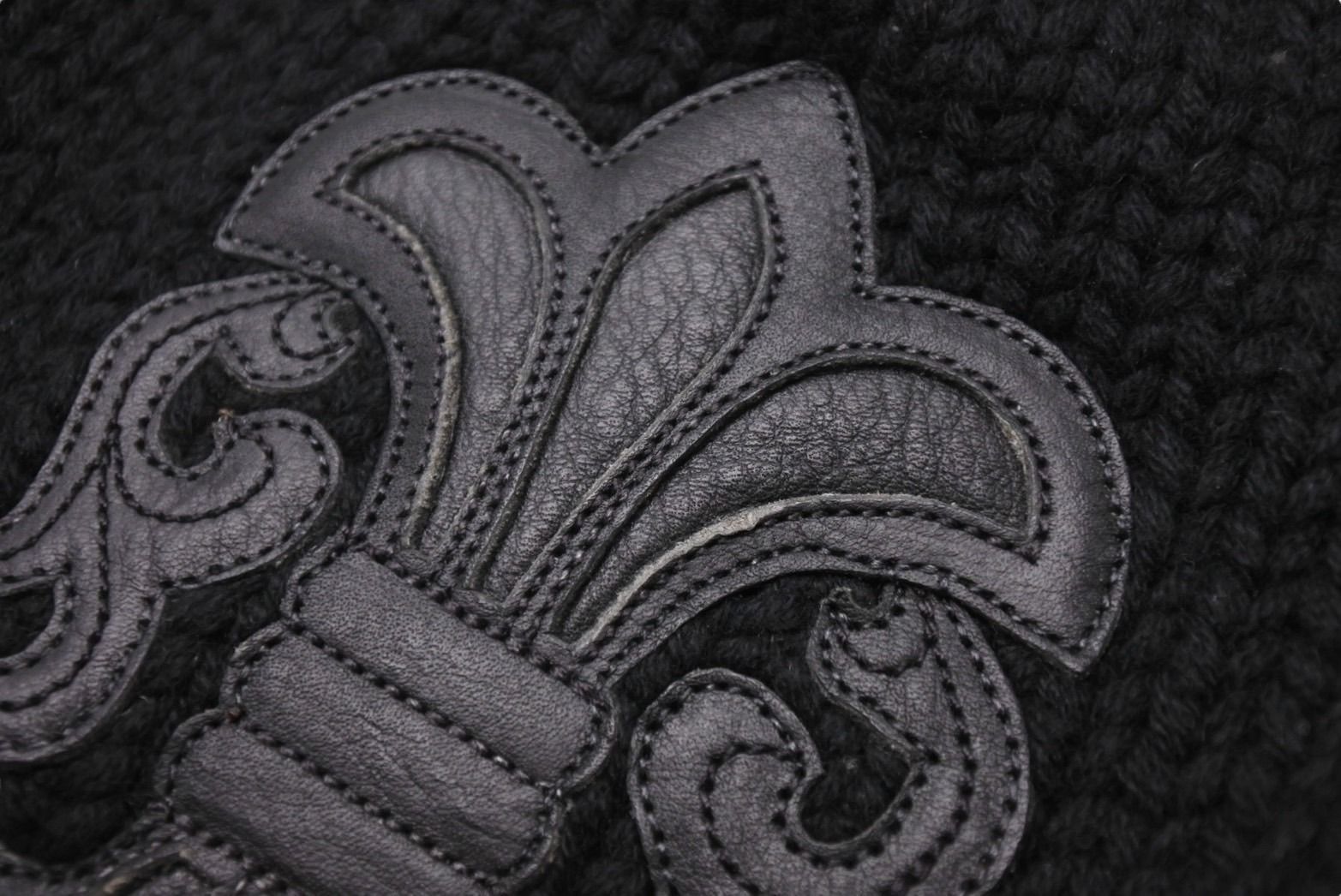 極美品 CHROME HEARTS クロムハーツ BSフレア レザーパッチ ニット