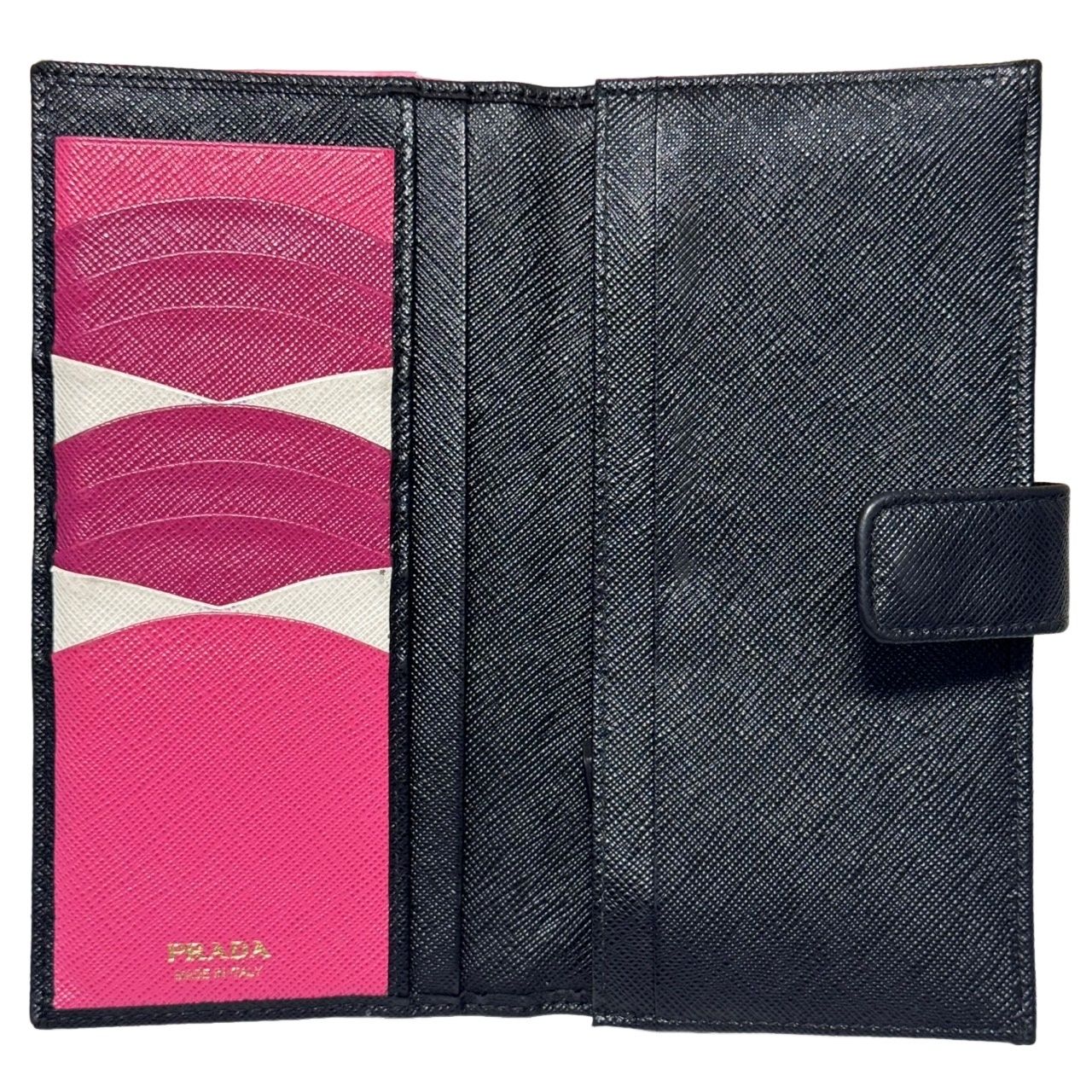 PRADA サフィアーノ マルチカラー 1MV025 ブラック 本革 長財布