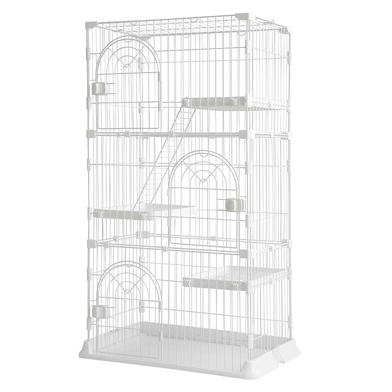 PETTOM 猫 ケージ キャットケージ ペットケージ 3段 大型 自由 猫ゲージ ホワイト3段 74 50 132cm 1