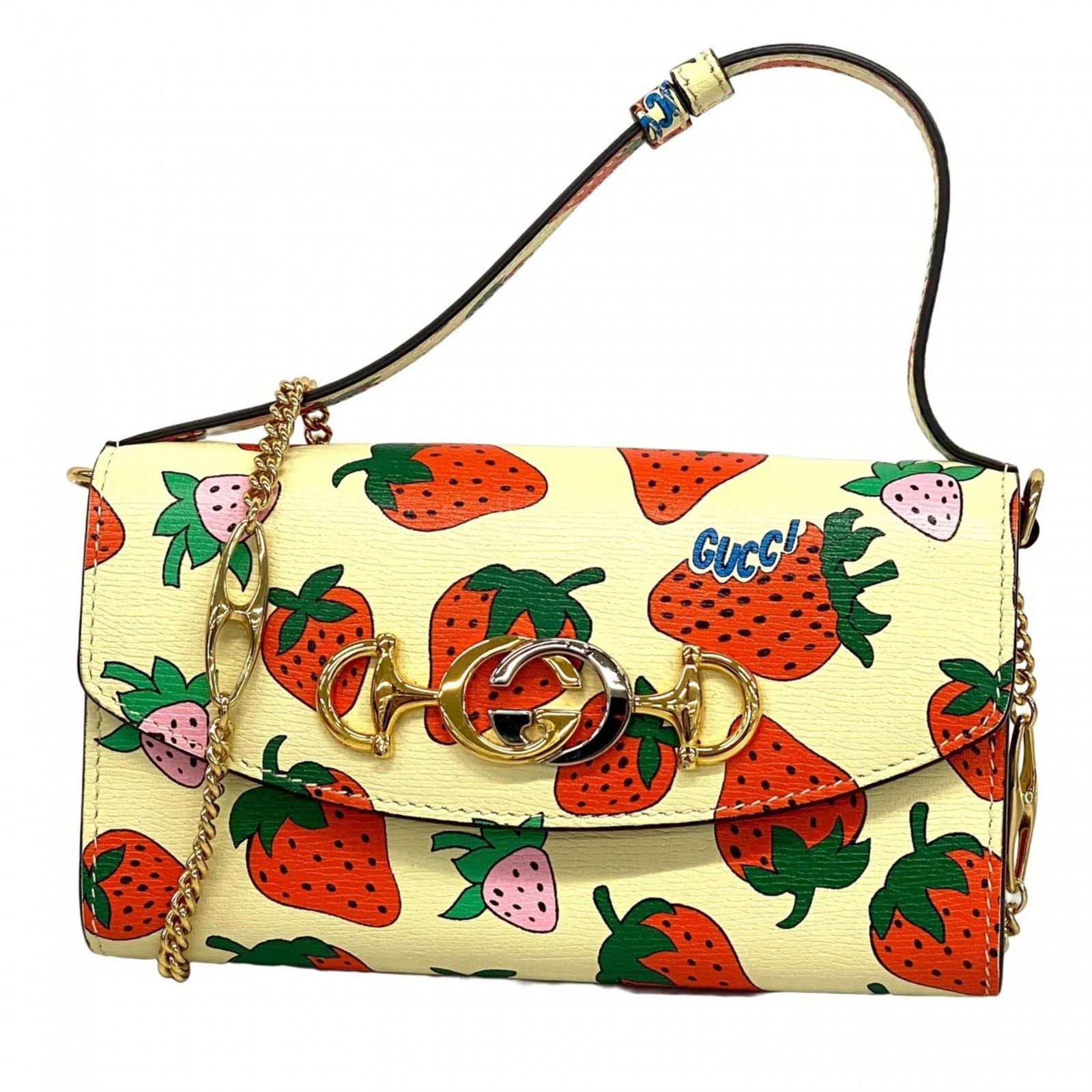 グッチ Gucci グッチ ショルダーウォレット ズゥミ ストロベリー 564718 アイボリー レッド レディース