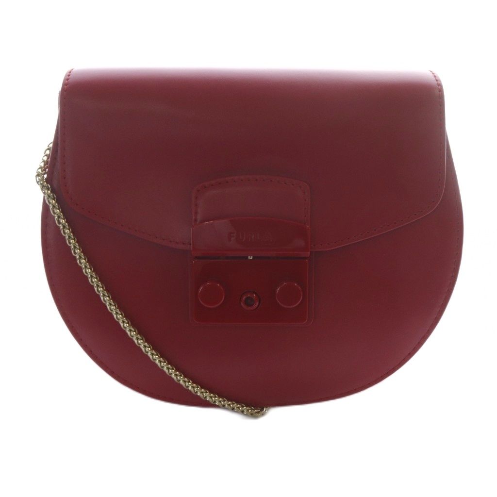フルラ FURLA メトロポリス ミニ クロスボディ ラウンド チェーン ショルダーバッグ ロゴ 赤