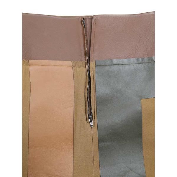CELINE セリーヌ　12AW シルクレザーパネルスカート　34 ブラウン CELINE セリーヌ 12AW シルクレザーパネルスカート 34 ブラウン