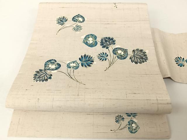 平和屋着物○田中工芸織物 祥園謹製 塩瀬 九寸名古屋帯 雪