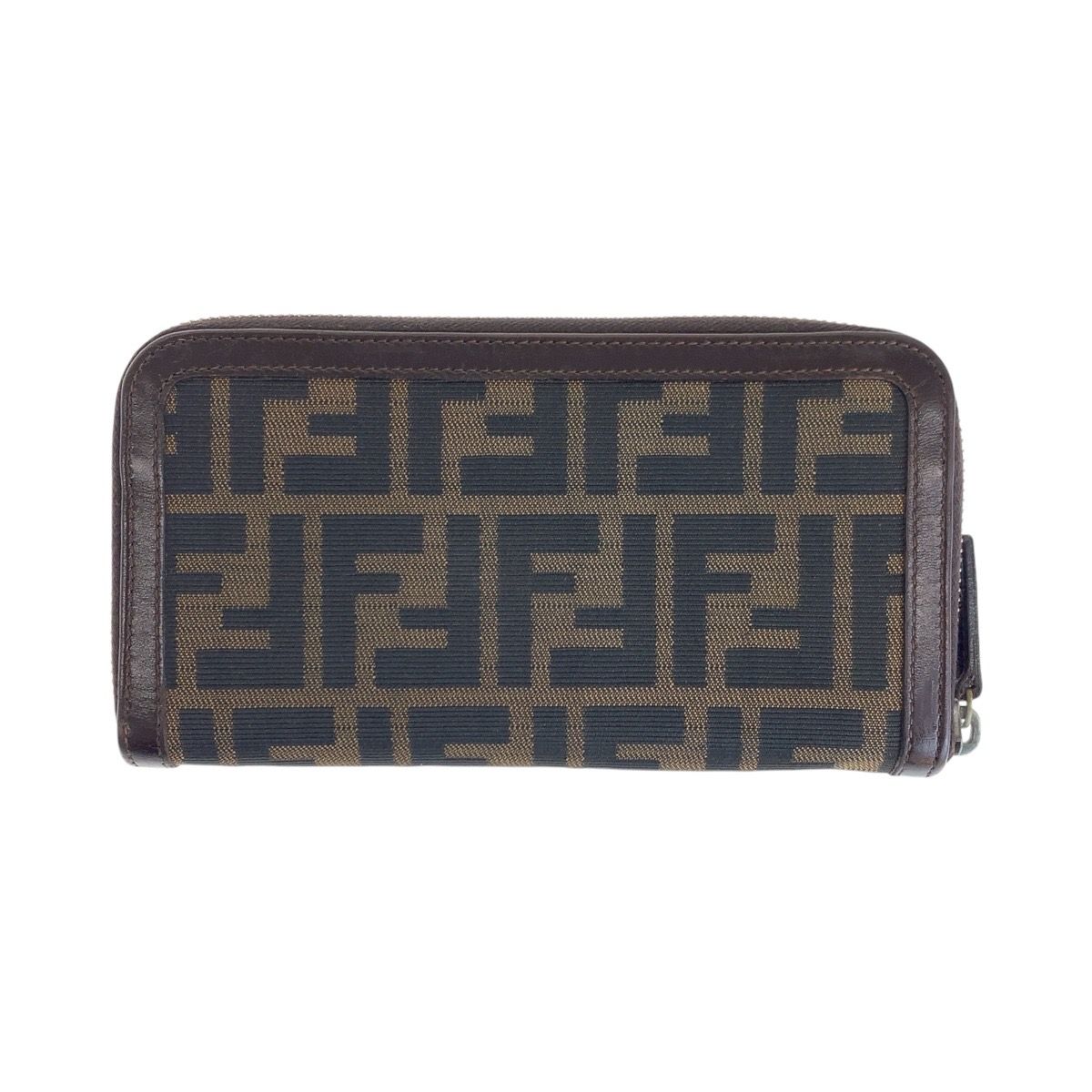 美品 FENDI フェンディ ズッカ ブラウン シルバー金具 キャンバス 