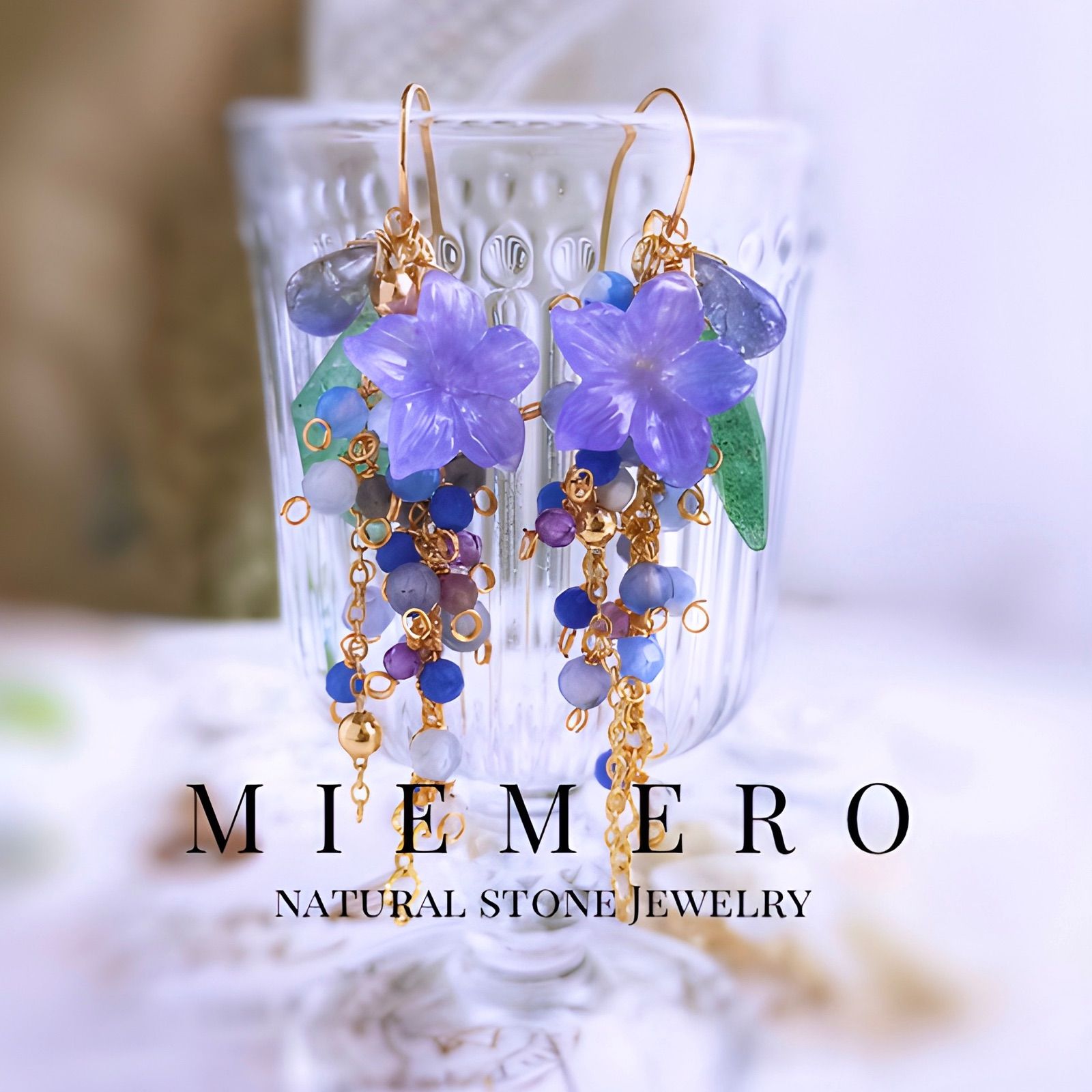 サーペンティン フラワーカービング ピアス ターコイズ フラワーカービング ピアス 14kgf 丸カン フック