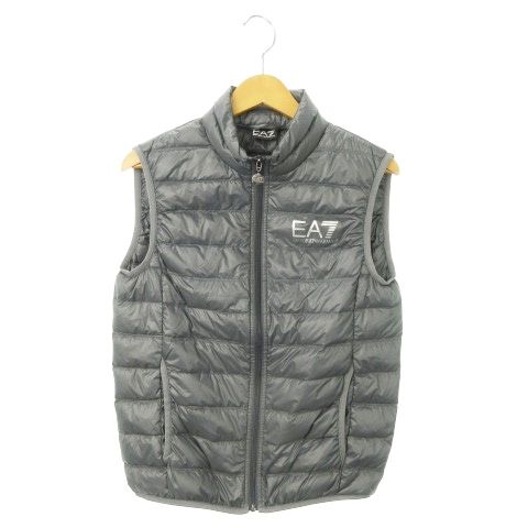 エンポリオアルマーニ EMPORIO ARMANI EA7 ダウンベスト スタンド ジップアップ ロゴ プリント XS グレー MN7 GY19