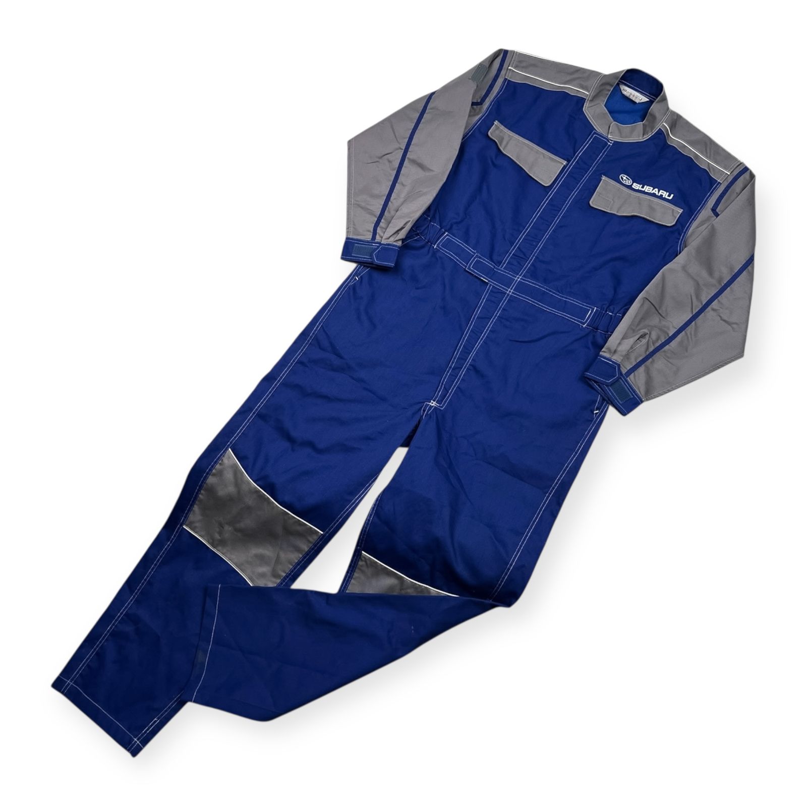 スバル SUBARU つなぎ 作業着 オールインワン 3L |大きいサイズ|ロゴプリント|ブルー×グレー