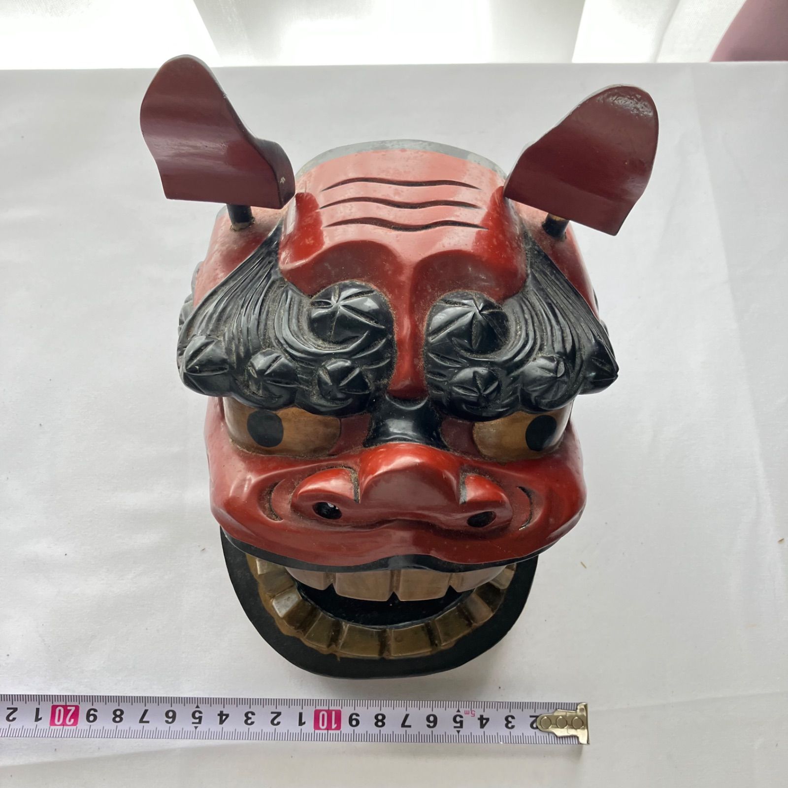 獅子頭 木彫 獅子舞 縁起物 彫刻 伝統工芸品 美術品 コレクション アンティーク