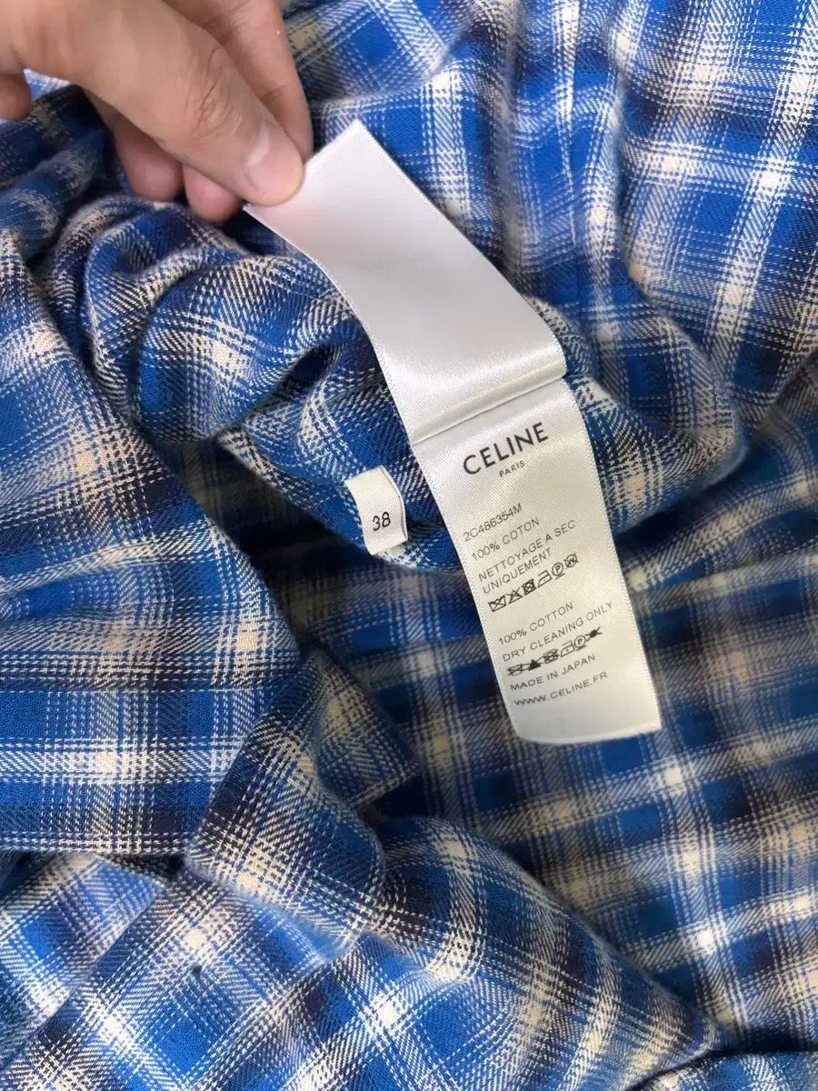 25SS Celine チェックシャツ 38 CELINE セリーヌ チェック柄ネルシャツ メンズ38 レッド