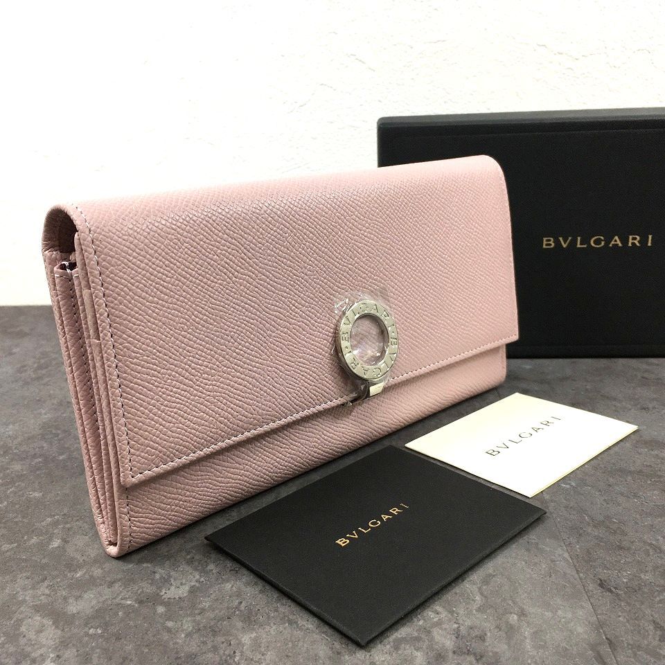 【美品】ブルガリ　名刺入れ　ビーゼロワン　ロゴクリップ　レザー　ピンク 美品】ブルガリ 名刺入れ ビーゼロワン ロゴクリップ レザー