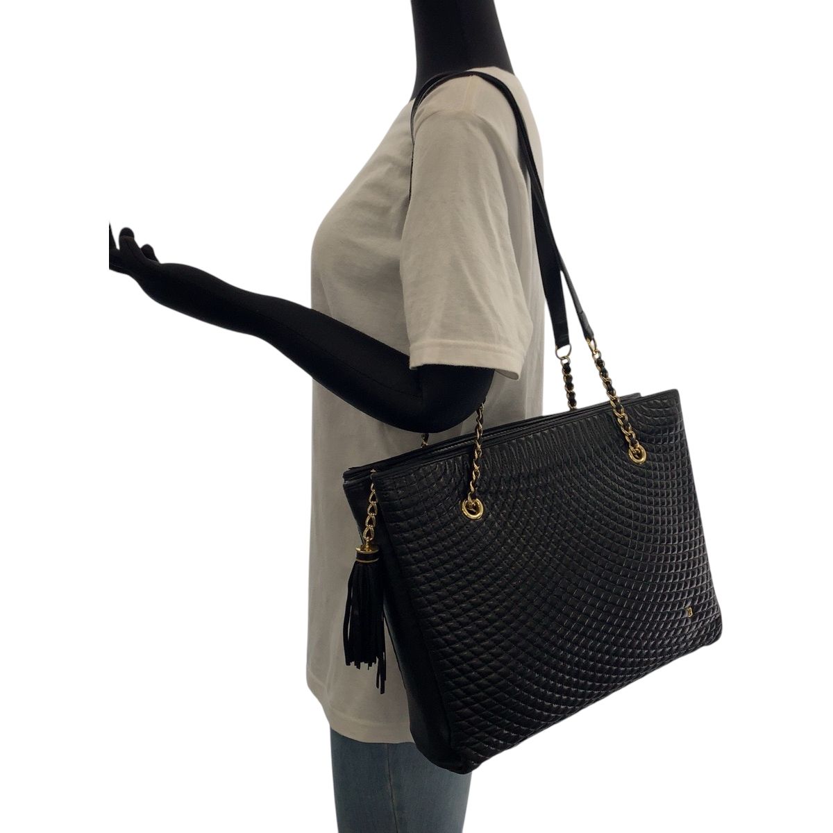BALLY バリー ヴィンテージ キルティング フリンジ ブラック 黒 