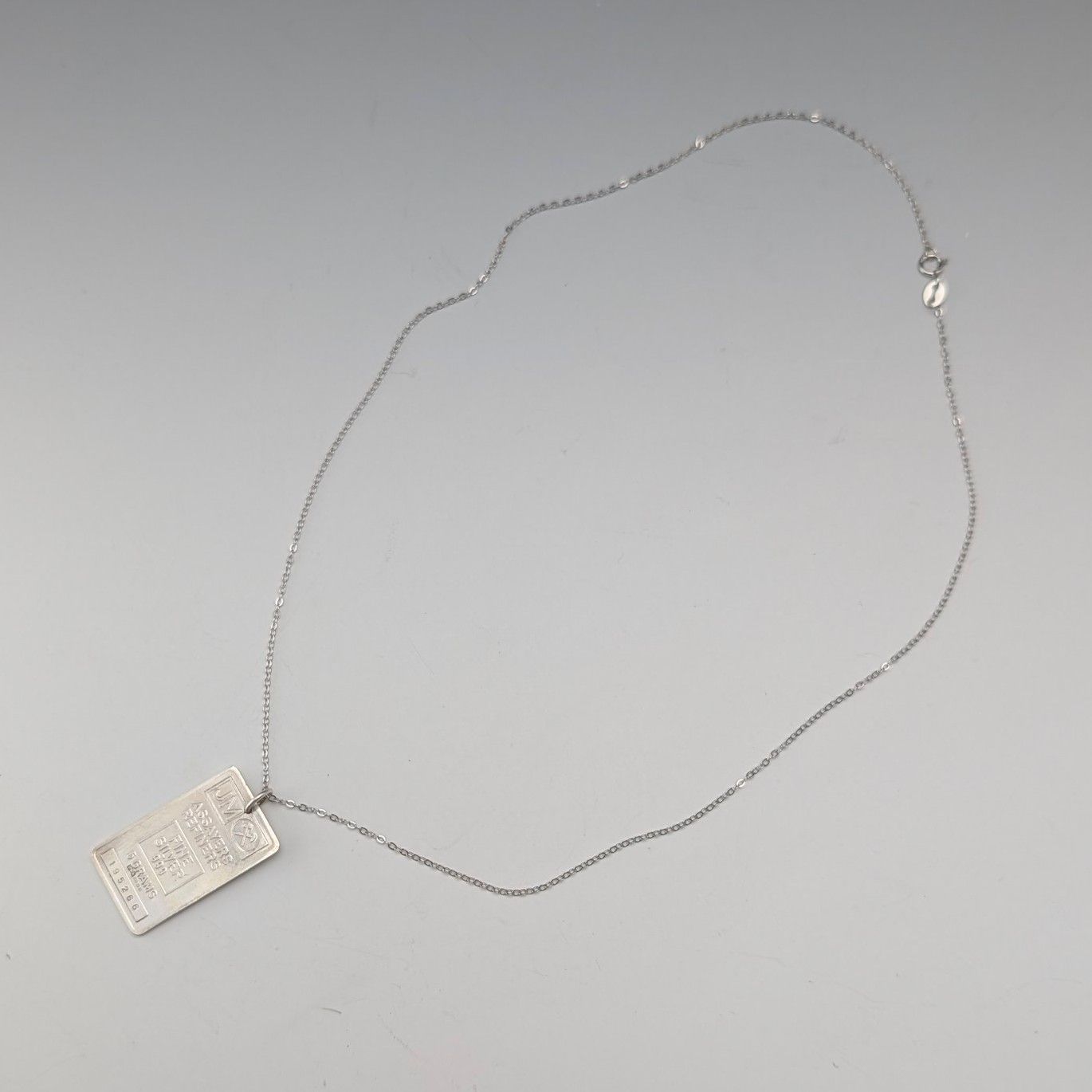 ひなり 最高 1981年 英国 純銀製 薄型インゴットペンダント純銀ネックレス付