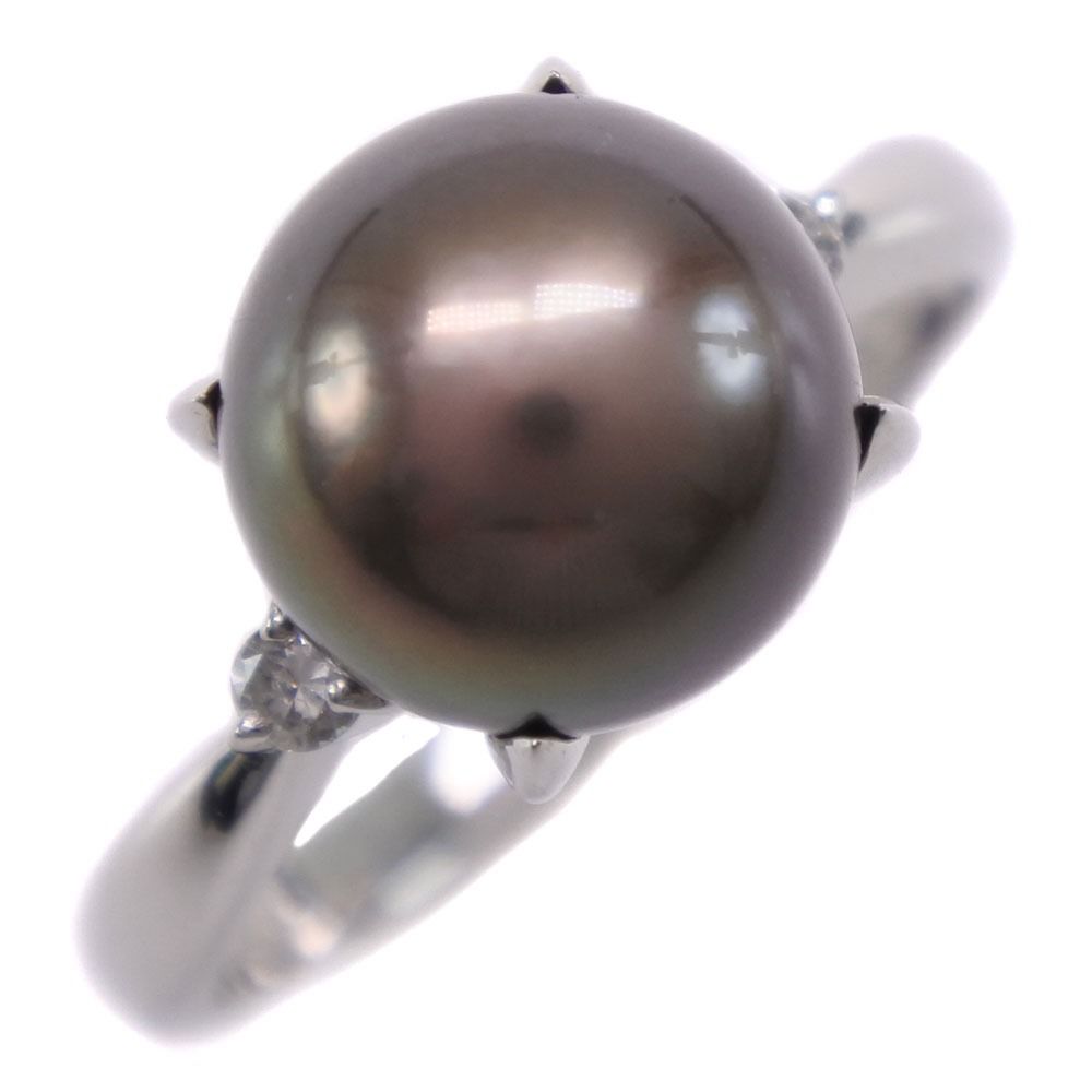 真珠 9.5 ｍｍ Pt900プラチナ×ブラックパール（黒蝶真珠 