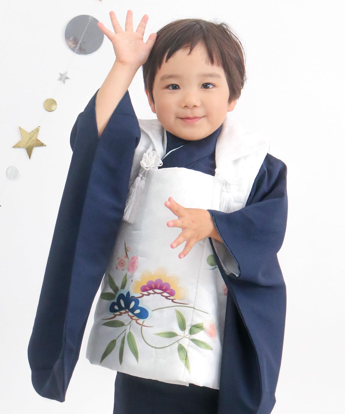 KYOETSU キョウエツ 七五三 3歳 着物 男の子 被布 フルセット しちごさん 4.紺無文 90-100 cm