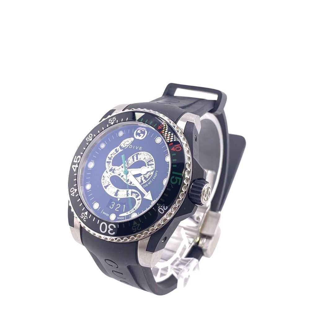 GUCCI アナログ時計 ブラックダイヤル 5％OFF フォロワークーポン！！】GUCCI グッチ DIVE 136.3