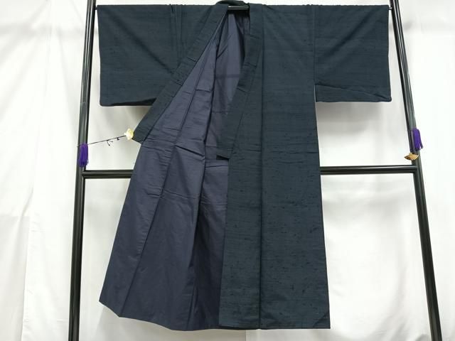 平和屋着物○男性 紬 アンサンブル 色無地 留紺色 正絹 逸品 CAAU2265yc 