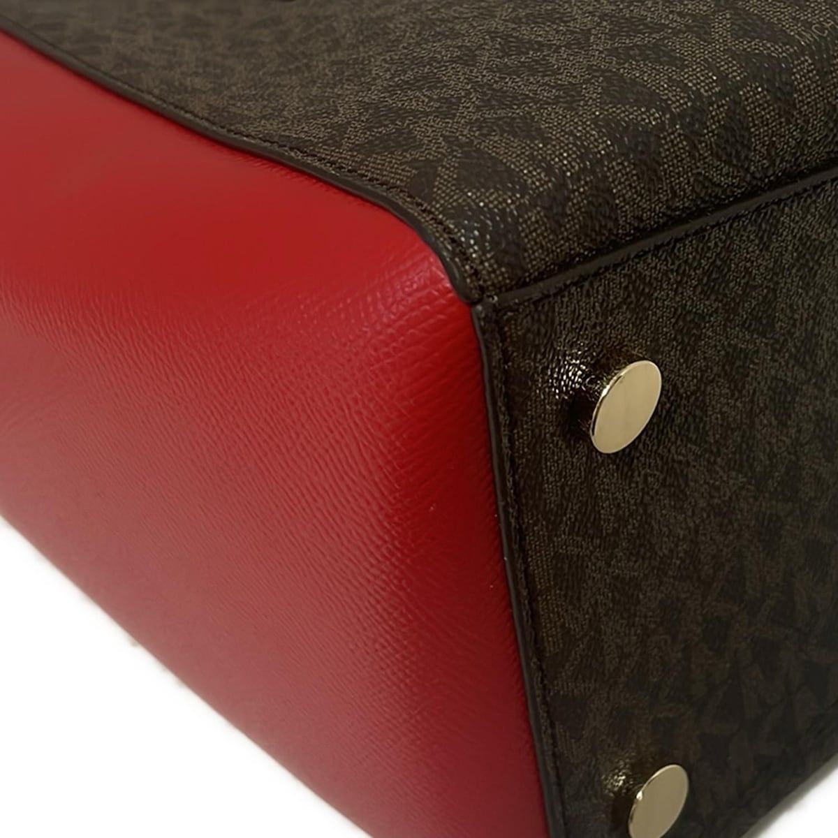 ダークブラウン×レッド レザー