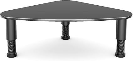 【在庫処分】強化ガラスデスクトップモニタースタンド、高さ調節可能、黒HD01B-003