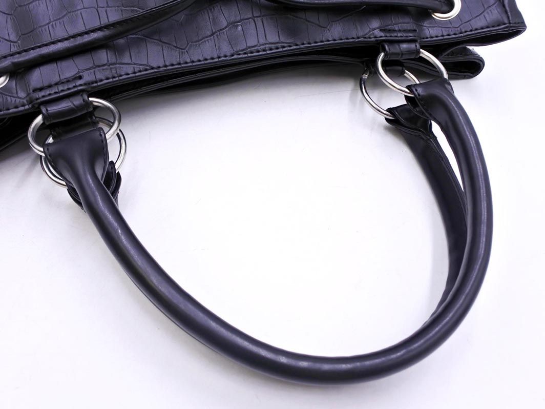 CASTELBAJAC カステルバジャック 型押しレザー トート バッグ 黒