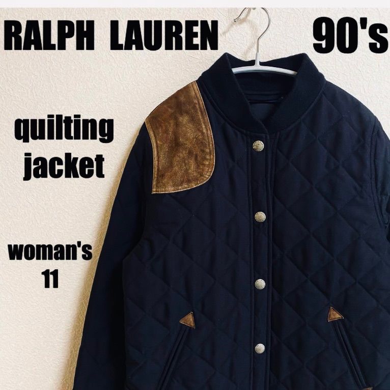 90s ラルフローレン キルティング ジャケット RALPH LAUREN ブラック