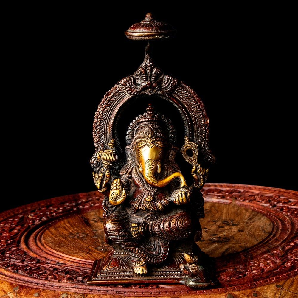 天蓋ガネーシャ 坐像 重厚なブラス製 高さ22cm程度 / ガナパティ