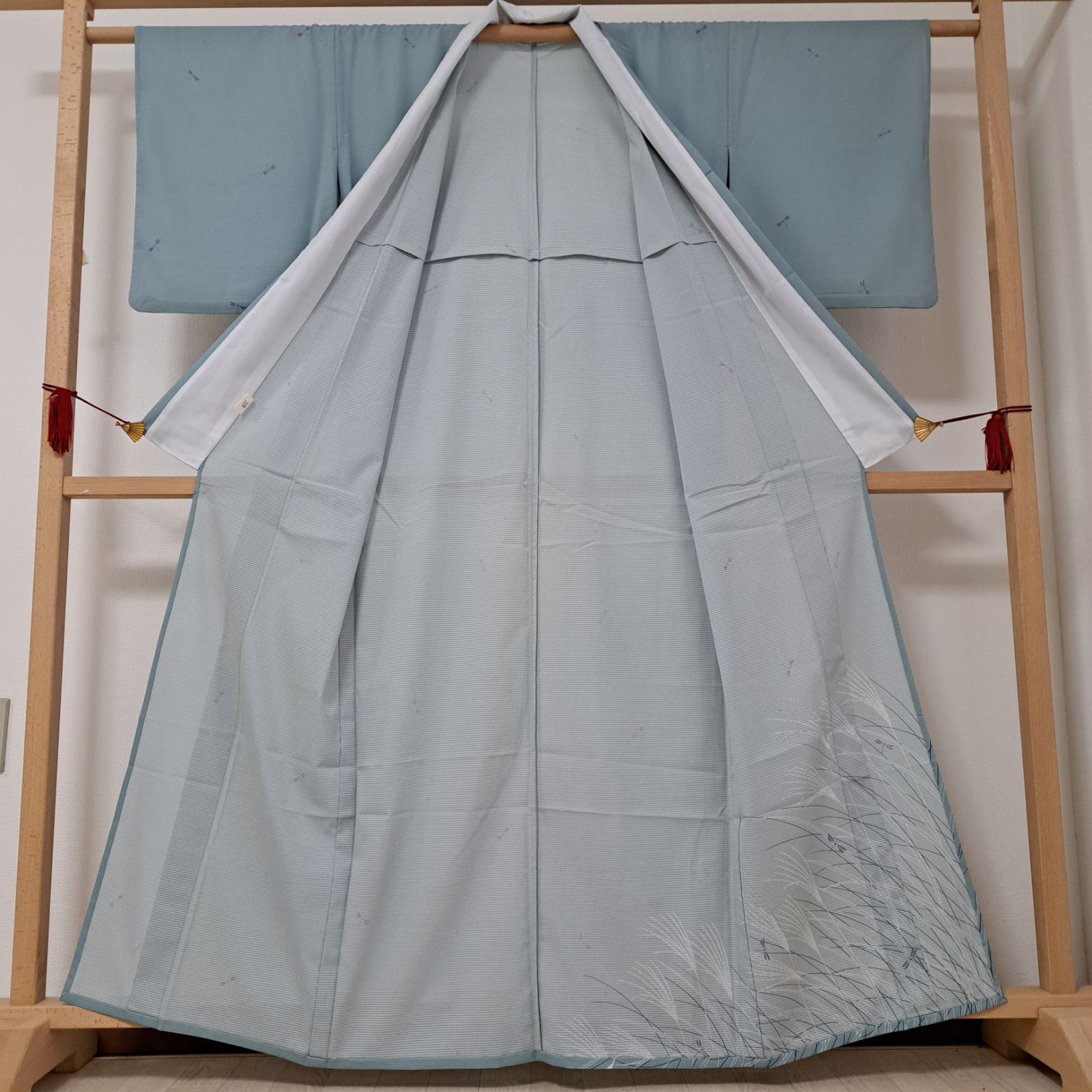 専用です☆くすみブルーの着物単品 絹屋 涼綿 オーバー ブラウス レディース 半袖 女性用 婦人用