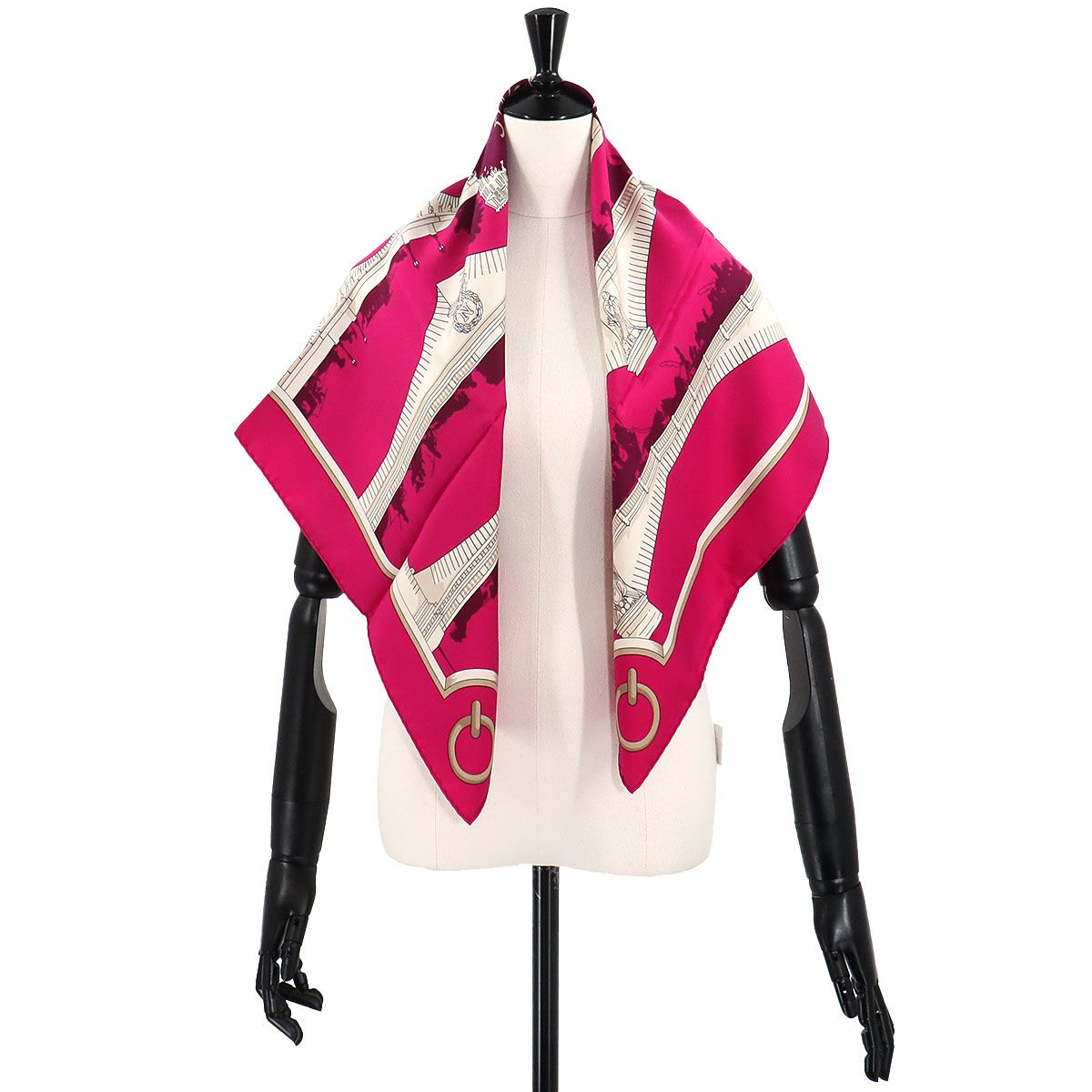 ☆HERMES☆ スカーフ カレ90 デコパージュ シルク ダークレッド. ☆HERMES☆ スカーフ カレ90 デコパージュ シルク ダークレッド