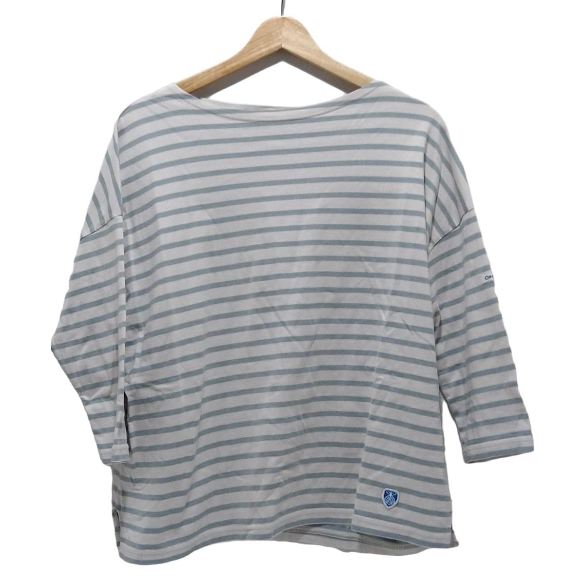 ORCIVAL オーシバル 七分袖Tシャツ サイズ1 S レディース - ブルーグリーン×アイボリー クルーネック|ボーダー