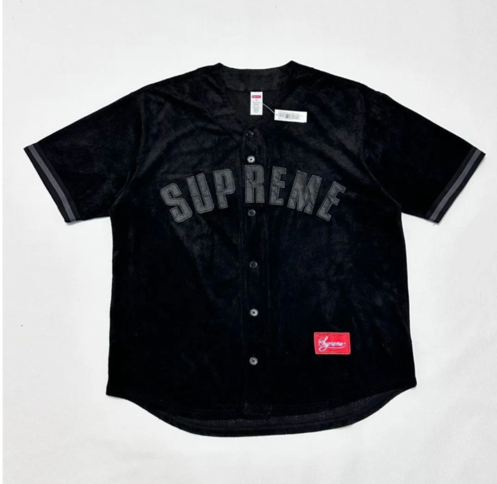 即完】Supreme Velvet Baseball Jersey Black