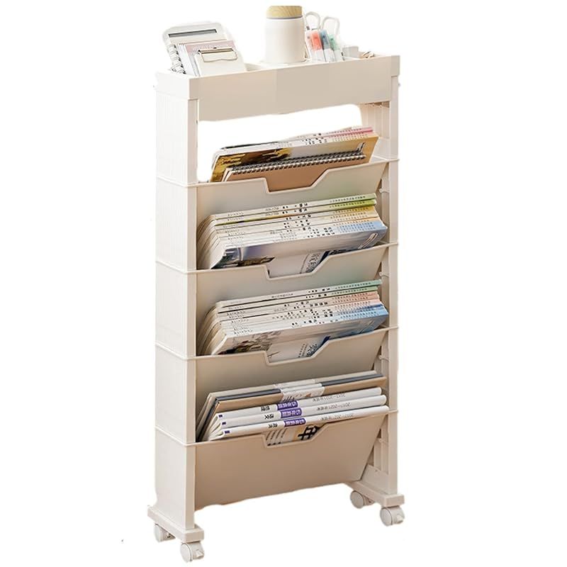 KIRORAN キッチンワゴン ワゴン マガジンラック ブックスタンド キッチンラック スパイスラック 収納ラック サイドワゴン 収納ワゴン ラック 書類棚 収納棚 本棚 棚 書類収納 本収納 CD収納 スリム キャスター付き 隙間収納 すきま収納 隙間ラ 1