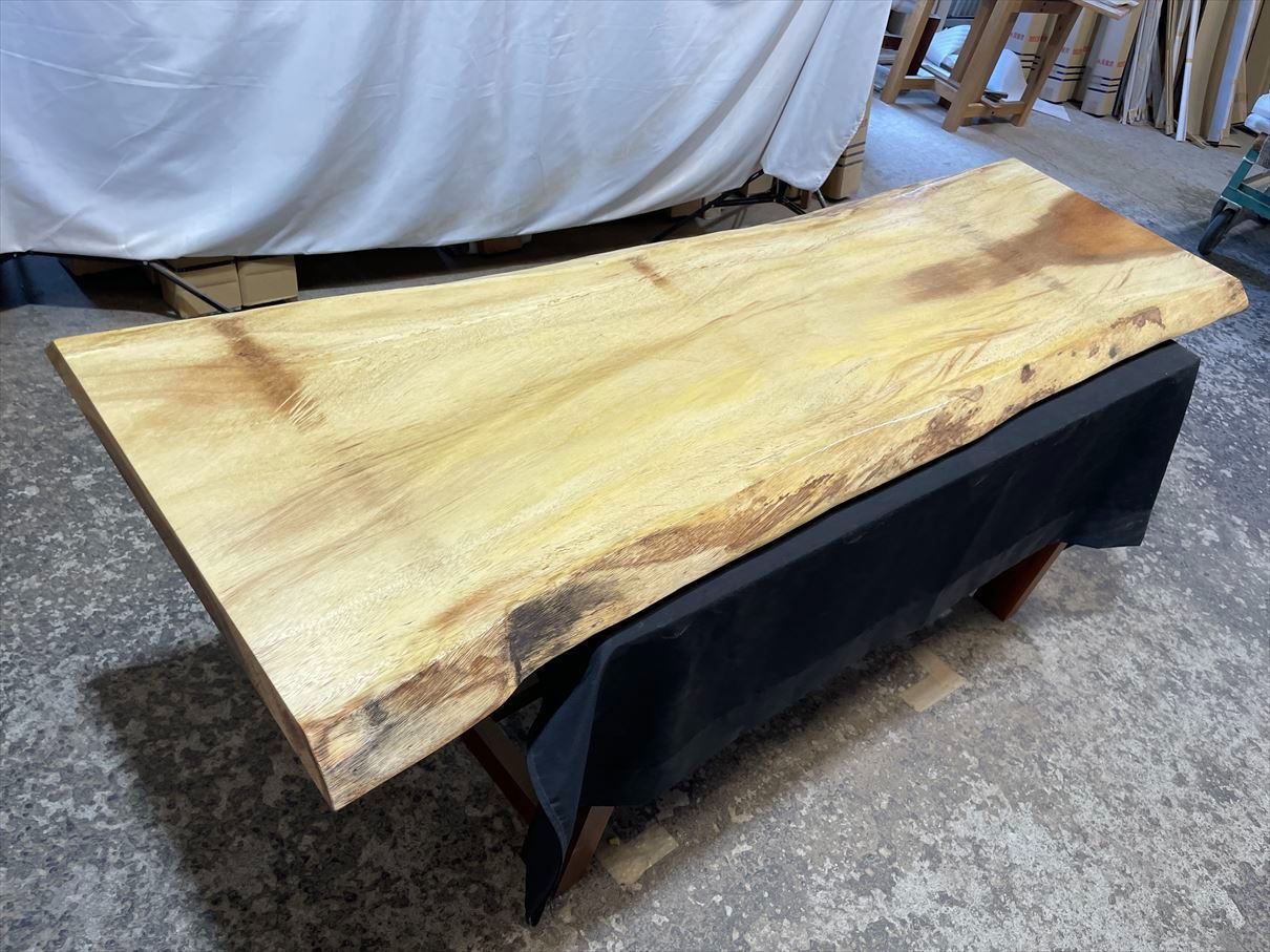 モンキーポッド　センターテーブル　無垢材 モンキーポッド3854 一枚板無垢 乾燥材 1920x620-640x40mm