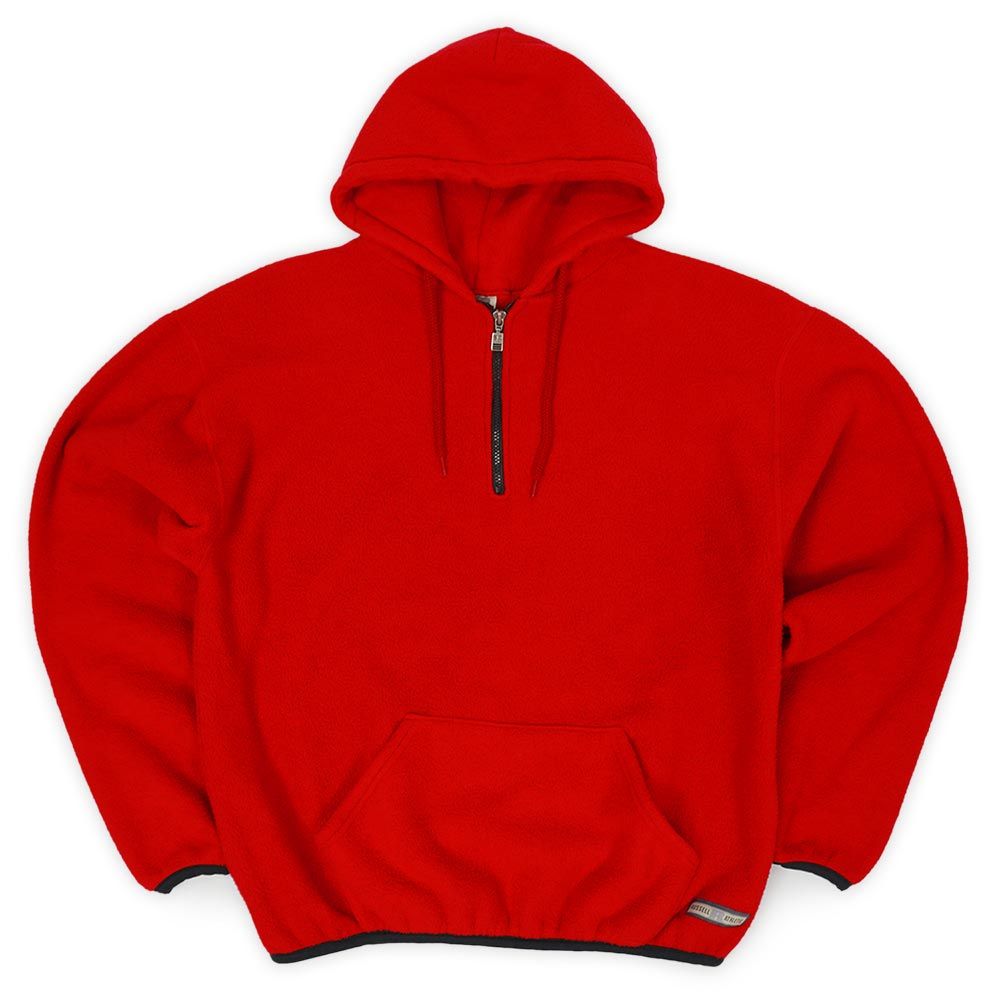 ラッセル RUSSELL 90s 90年代 ハーフジップ フリースフーディー アノラック パーカー MADE IN USA アメリカ製 無地 ヴィンテージ 古着 メンズ ジャケット レッド | 赤 L
