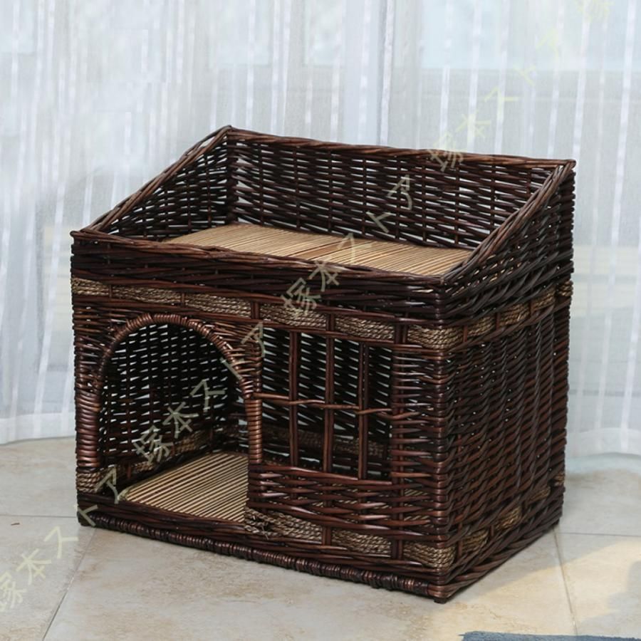 楽天市場】藤編み 猫ハウス ラタン ペットベッド 四季通用 猫ケージ