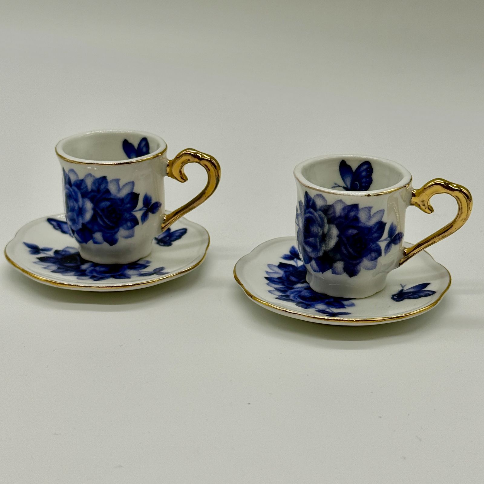 希少品】【美品】KOBE ALPHALPHA ミニチュア ティーセット 花柄 ブルー