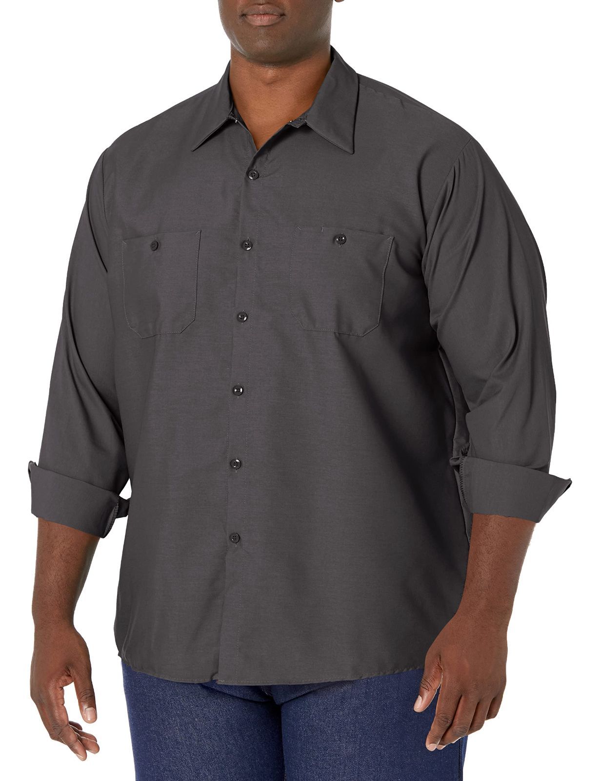 RED KAP LONG SLEEVE WORK SHIRT(レッドキャップ長袖ワークシャツ) (Ｍサイズ， CH（チャコール）)