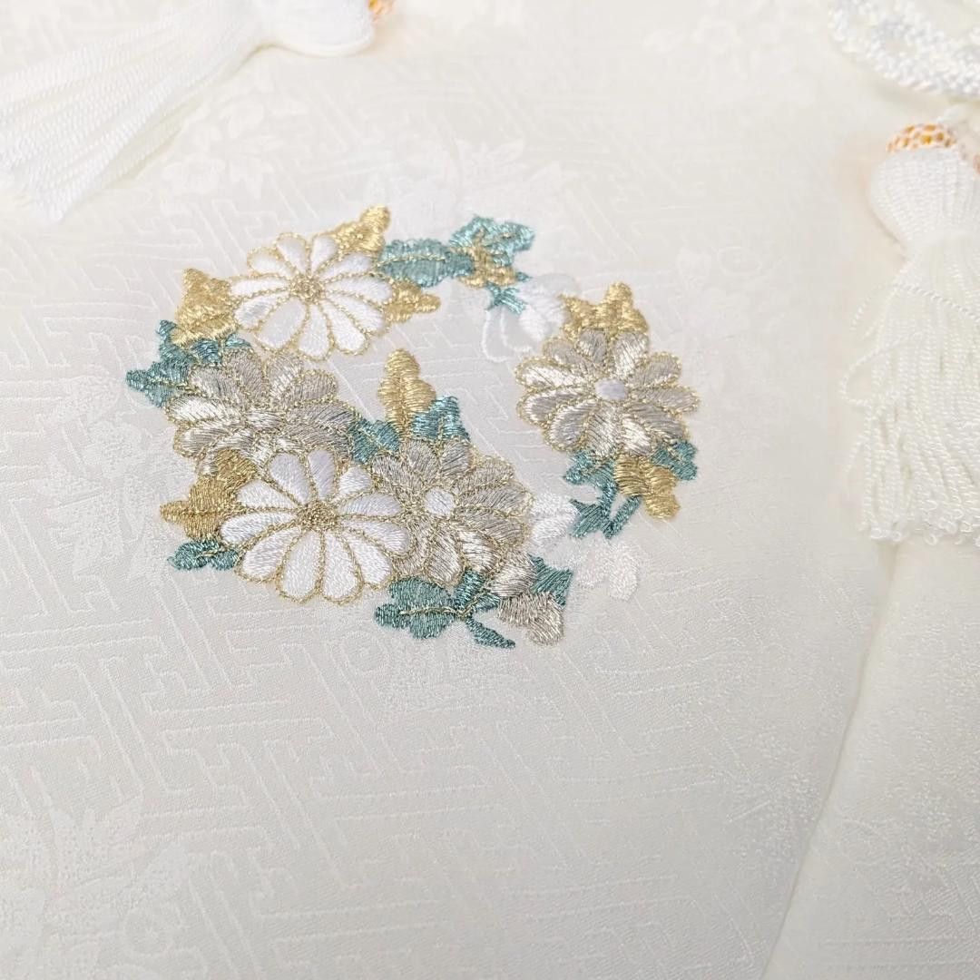 正絹】 絹100％ 七五三 3歳 被布コート 単品 白 刺繍 SH11-2