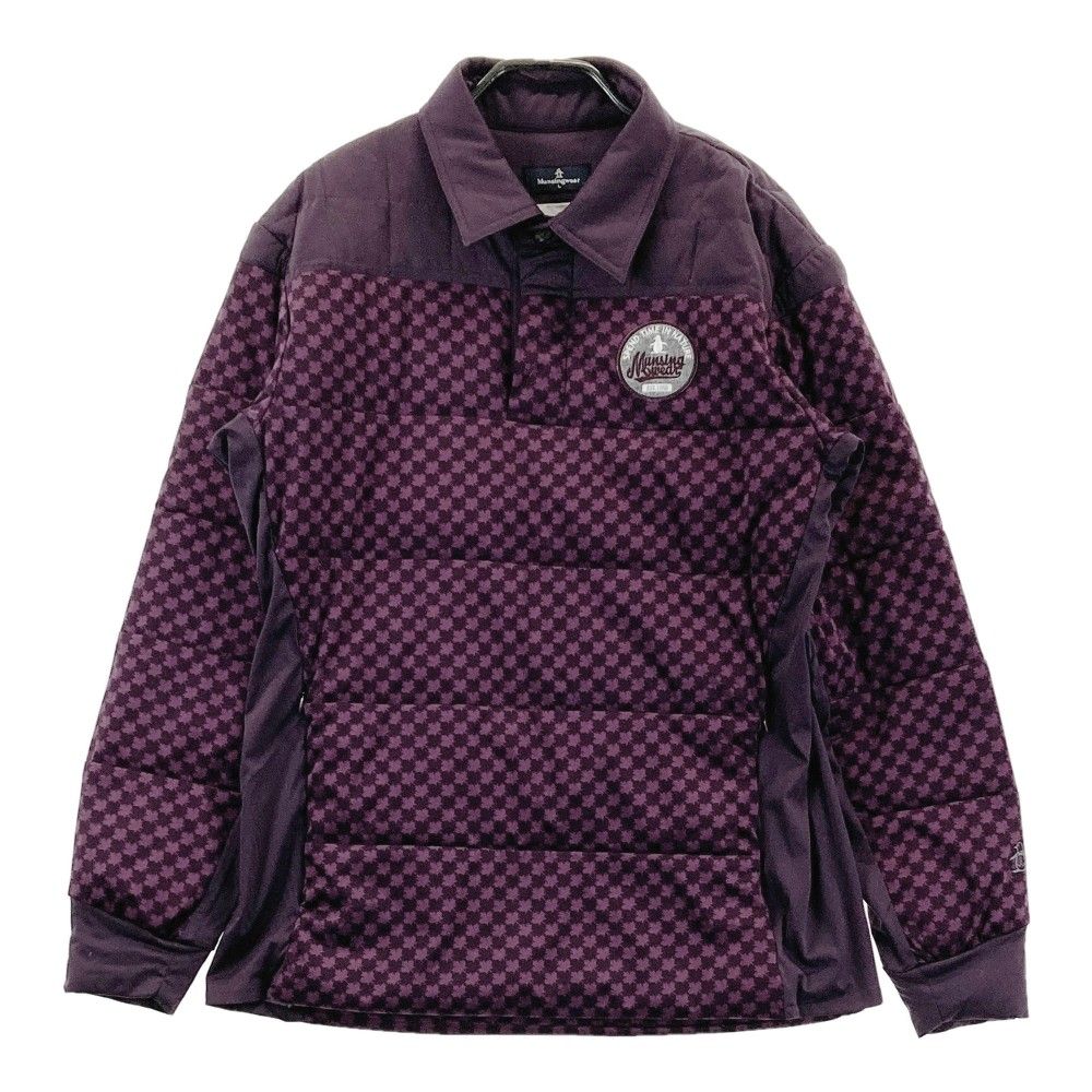 サイズ：L MUNSING WEAR マンシングウェア  ダウン 長袖プルオーバー 総柄 パープル系 [240101289544] ゴルフウェア メンズ ストスト