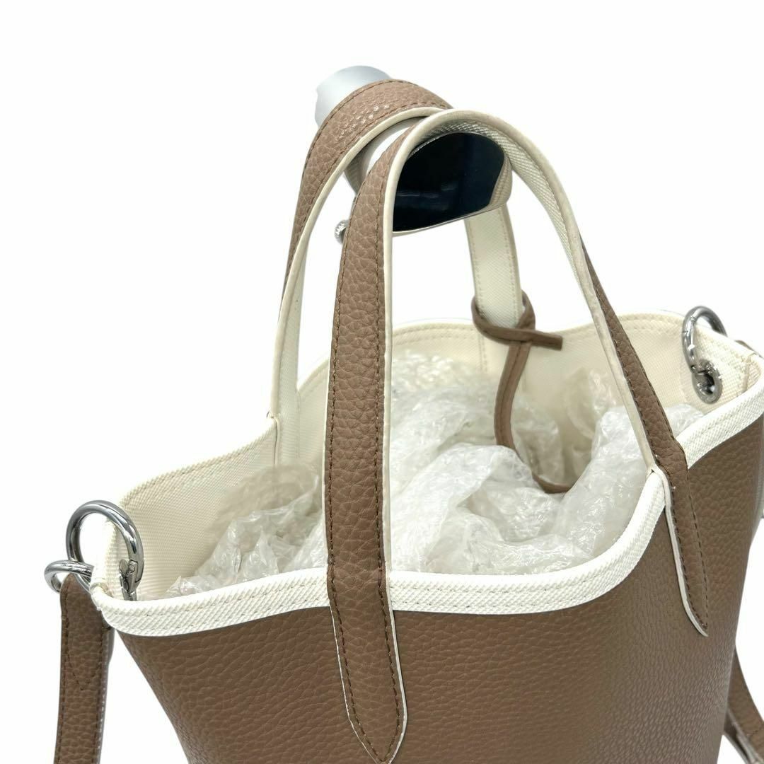 良品 1298 ラコステ トートバッグ 2way リバーシブル シボ革 ベージュ LACOSTE - 良品 1298 ラコステ トートバッグ 2way リバーシブル