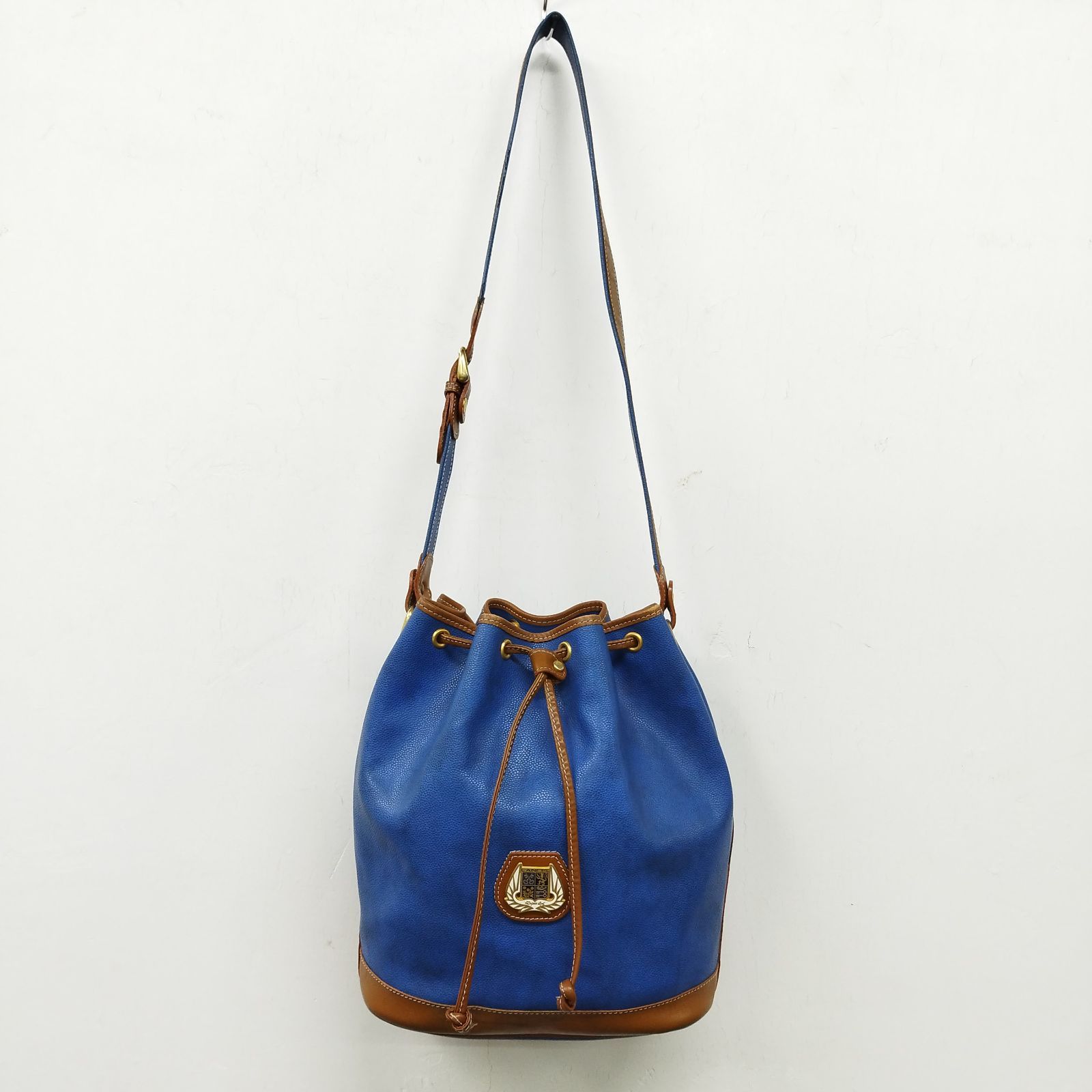 LANCEL ランセル クロスボディ バッグ 巾着 ブルー レザー ショルダー 