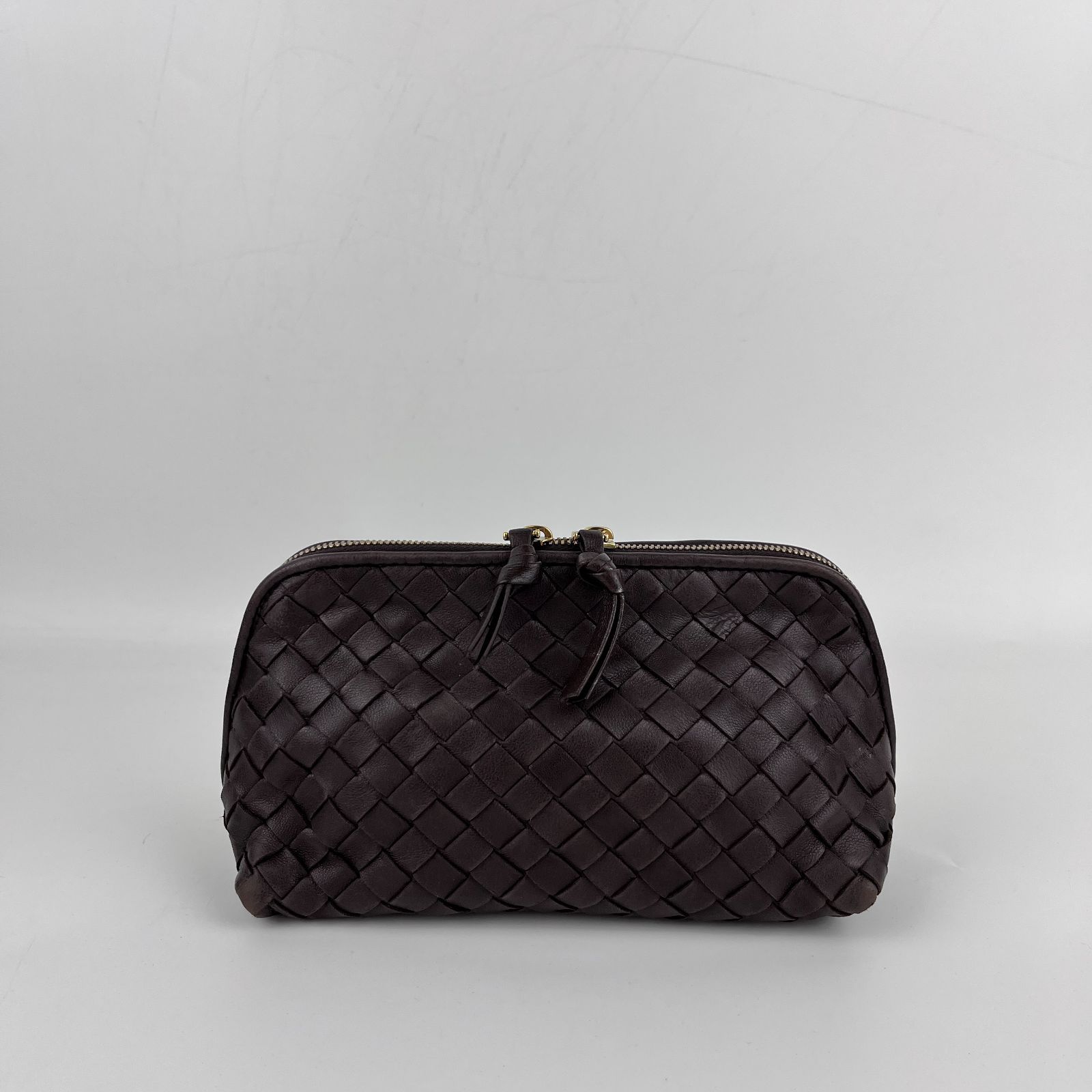 【美品】ボッテガヴェネタ マルチ ポーチ イントレチャート レザー ブラウン 中古】Bottega Veneta ボッテガヴェネタ イントレチャート