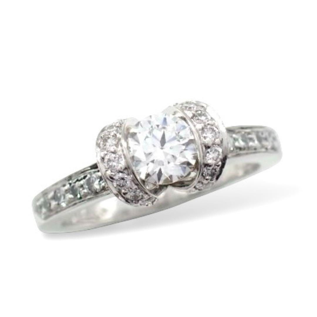 ティファニー 0.41ct ダイヤ リボン リング 8号 Pt950 3574