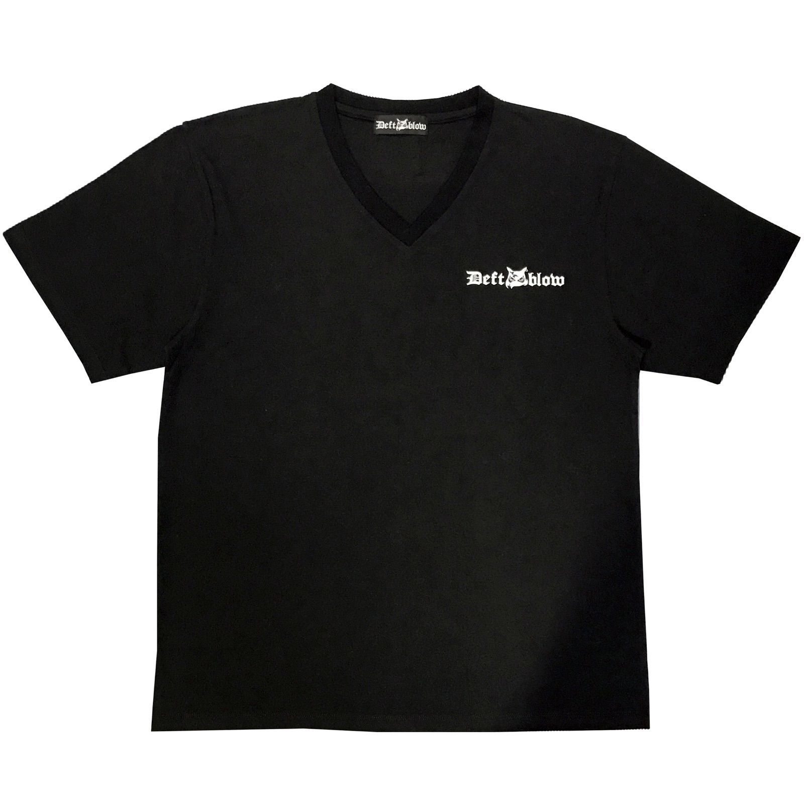 VネックTシャツ　フクロウヘッドロゴ＆フクロウタグ　黒