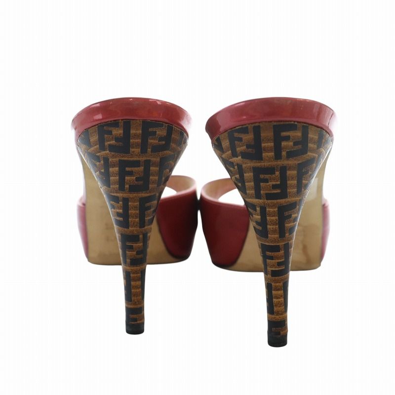 フェンディ FENDI ミュール サンダル オープントゥ ハイヒール ロゴ